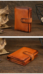 Brown Vertical Leather Wallet with Buckle for Men Buckle Mens Wallets That Holds A Lot of Cards - iwalletsmen