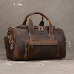 16L Mens Leather Weekend Bag Large Leather Duffle Bag Vintage Leather Duffle Bag for Men 