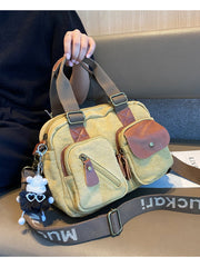 Green Canvas Women's Handbags Canvas Leather Handbags Shoulder Bag Crossbody Bag - Feltify