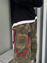 Red Beaded Wallet Chain Beaded Pants Chain Lavastone Bead Wallet Chain - iChainWallets