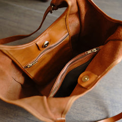 Cute Brown Leather Long Strap Tote Bag Women Saddle Shoulder Bag for Women