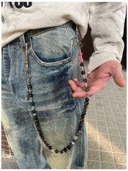 Black Turquoise Stone Bead Wallet Chain Beaded Wallet Chain - iChainWallets