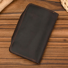 Mens Wallet With Lots of Card Slots Leather Vertical Wallet with Buckle with Coin Pocket - iwalletsmen