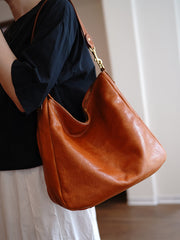 Vintage Coffee Leather Shoulder Tote Women Crossbody Tote Onthego Shoulder Bag for Women