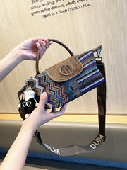 Canvas Small Boho Crossbody Bag Boho Canvas Small Handbag Embroidery Shoulder Bag - Feltify
