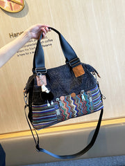 Black Gray Canvas Ladies Handbags Boho Crossbody Bag Boho Handbag Canvas Boho Shoulder Bag - Feltify