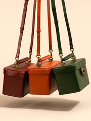 Handmade Leather Box Bag Box Crossbody Bag Womens Box Handbags vintage box purse handbag​ Box Style Purse Box Purses Handbags 