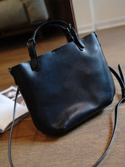 Fashion Classic Black Leather Tote Handbag Women Square Tote Shoulder Bag for Women