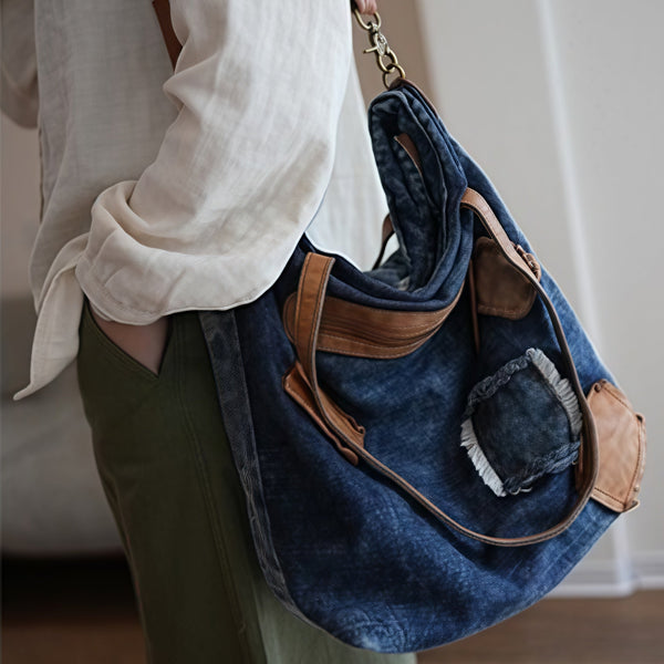 Blue Jean Bag Crossbody Bag Jean Tote Bag