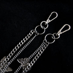 Fashion Womens Butterfly Jeans Chains Silver Double Layers Butterfly Wallet Chains Panties Chains For Men