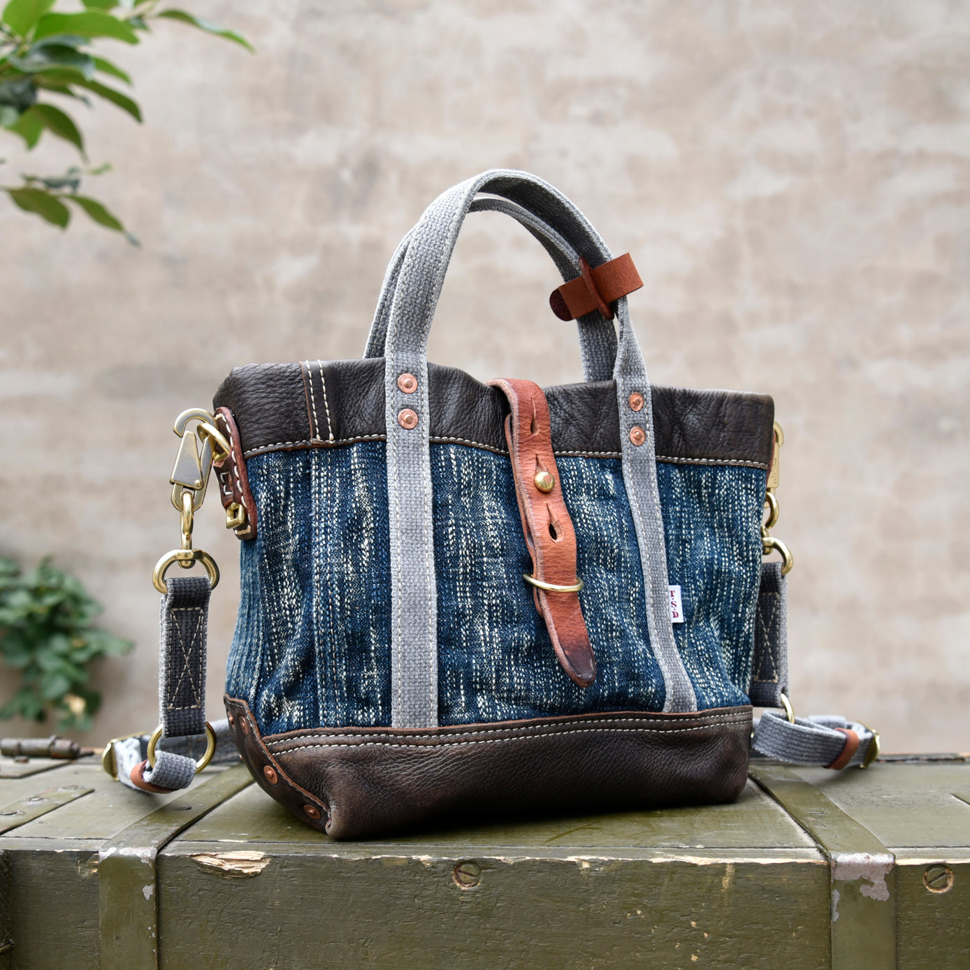 Small Denim Leather Handbag Denim Mini Tote Crossbody Bag - Feltify