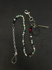 Green Ball Pants Chain Ball Wallet Chain Stone Beaded Wallet Chain Long Bead Wallet Chain - iChainWallets