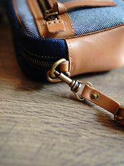 Denim Small Phone Bag Two-tone Denim Leather Crossbody Bag Small Jean Shoulder Bag - Feltify