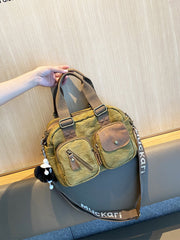 Green Canvas Women's Handbags Canvas Leather Handbags Shoulder Bag Crossbody Bag - Feltify