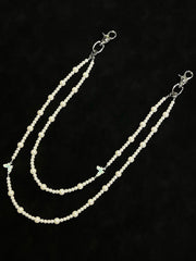Long Double Beaded Wallet Chain Pearl Bead Wallet Chain for Women - iChainWallets