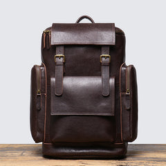 Black Large Leather Backpack for 15 inch Laptop Mens Large Leather Backpack - iwalletsmen