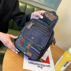 Boho Canvas Sling Bag Crossbody Bag Crossbody Backpack Canvas Boho Embroidery Shoulder Bag - Feltify