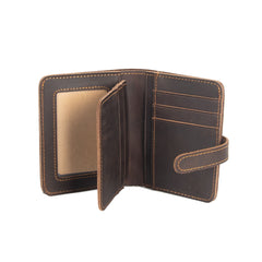Leather Vertical Wallet with Buckle Mens Wallets Leather Vertical Bifold Wallet - iwalletsmen