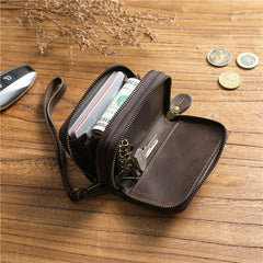 key wallet organizer Leather Key Holder Wallet Mens Leather CarKey Fob Wallet Zipper Leather Key Wallet 