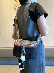 Embroidery Canvas Small Shoulder Bag Boho Waist Bag Boho Crossbody Bag - Feltify