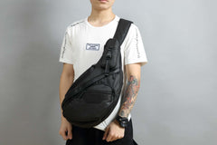 Sling Bag for Big Man - Black Large Sling Backpack - Large Sling Bag for Big Guys