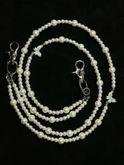 Long Double Beaded Wallet Chain Pearl Bead Wallet Chain for Women - iChainWallets