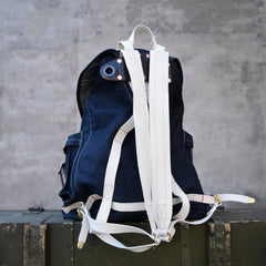 Blue Jean Backpack Mens Huge Backpack Large Blue&White Denim Backpack for Men - Feltify
