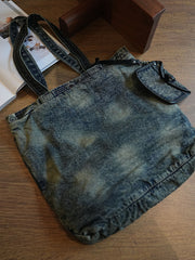 Large Denim Tote Denim Shoulder Bags Blue Jean Shoulder Bag Large Jean Tote Bag - Feltify