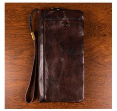 Dark Brown Zip Wallet Wristlet for Men - iwalletsmen