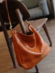 Vintage Brown Leather Shoulder Tote Women Crossbody Tote Onthego Shoulder Bag for Women