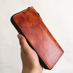 leather wallet and chain​ Leather Biker Wallet Leather Biker Chain Wallet Mens Vintage Biker Long Zip Wallet for Men