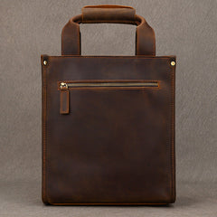 Brown Leather Vertical Briefcase Business Handbag for Men Office Handbag for Men - iwalletsmen