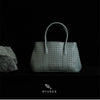 Womens Gray Leather Braid Handbag Handmade Commuting Braided Handbag for Ladies