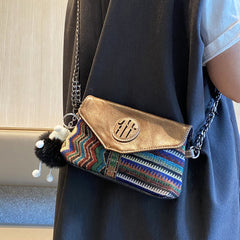 Bohemian Style Denim Clutch Purse Denim Chain Shoulder Bag Embroidery Jean Bag - Feltify