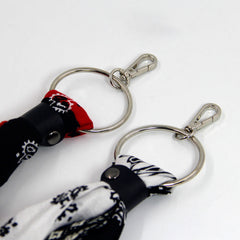 White Paisley Bandana Pants Chain Kerchief Trousers Chain Biker Headscarf Jeans Chain Pants Chain