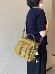 Green Canvas Convertible Messenger Bag Backpack Canvas Convertible Crossbody Bag Canvas Handbag - Feltify