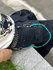 Blue Green Skull Head Wallet Chain Skull Chain for Wallet Skull Wallet Chains - iChainWallets