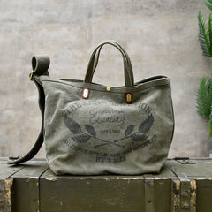 Army Green Tote Handbag Canvas Tote Bag Green Distressed Canvas Tote Shoulder Bag - Feltify
