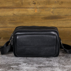 Mens Black Leather Crossbody Bag Mens Small Leather Crossbody Bag - iwalletsmen