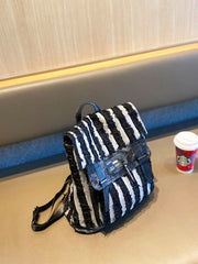 Black$White Denim Backpack Bag Womens Denim Backpack Purse - Feltify