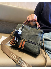 Dark Green Convertible Canvas Handbag Crossbody Bag With Outside Pockets Canvas Convertible Backpack Shoulder Bag - Feltify