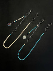 White Turquoise Stone Beaded Wallet Chain Long Bead Wallet Chain for Women - iChainWallets
