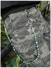 Green Stone Bead Wallet Chain Long Green Beaded Wallet Chain - iChainWallets