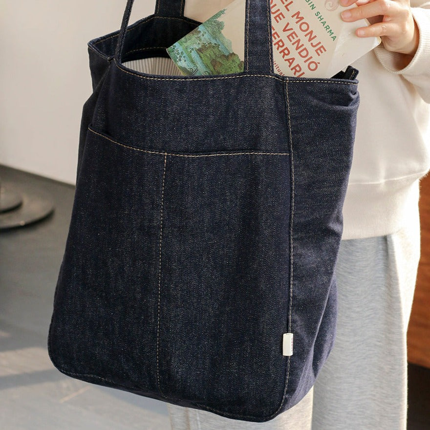 denim crossbody bag​ Women Blue Denim Shopper Tote Bag Denim Large Tote Shoulder Bag Handbag for Men
