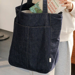 denim crossbody bag​ Women Blue Denim Shopper Tote Bag Denim Large Tote Shoulder Bag Handbag for Men