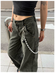 Long Ball Pants Chain White Ball Wallet Chain Women Beaded Wallet Chain Bead Wallet Chain - iChainWallets