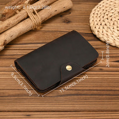 Mens Wallet With Lots of Card Slots Leather Vertical Wallet with Buckle with Coin Pocket - iwalletsmen