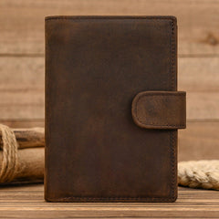 Dark Brown Leather Vertical Bifold Wallet - iwalletsmen