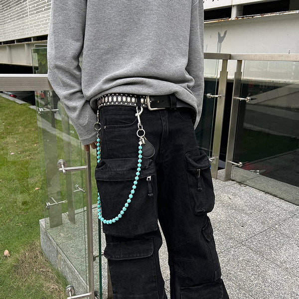 Cyan Ball Wallet Chain Ball Pants Chain - Back View