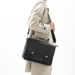Black Vintage Satchel Messenger Bag - Shoulder Carry - EverHandmade